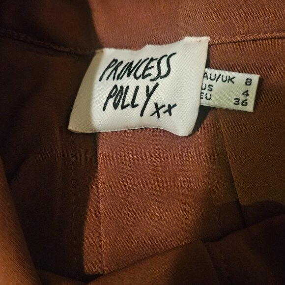 PRINCESS POLLY Pleated Mini Skirt | Rust Skater Style | US 4 - Picture 2 of 3